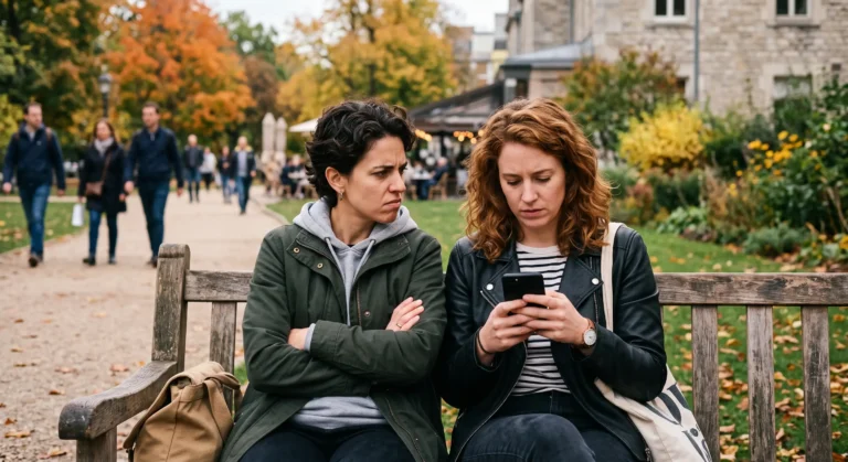 Pareja experimentando problemas de pareja por el celular debido al fenómeno del phubbing